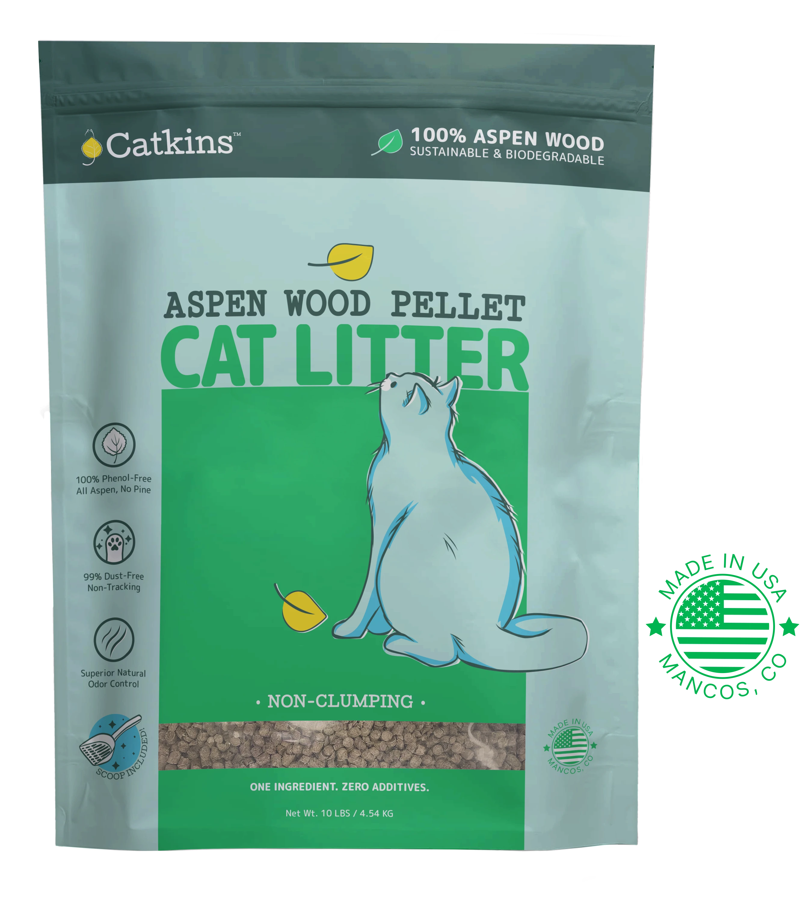 Catkins aspen pellet cat litter bag
